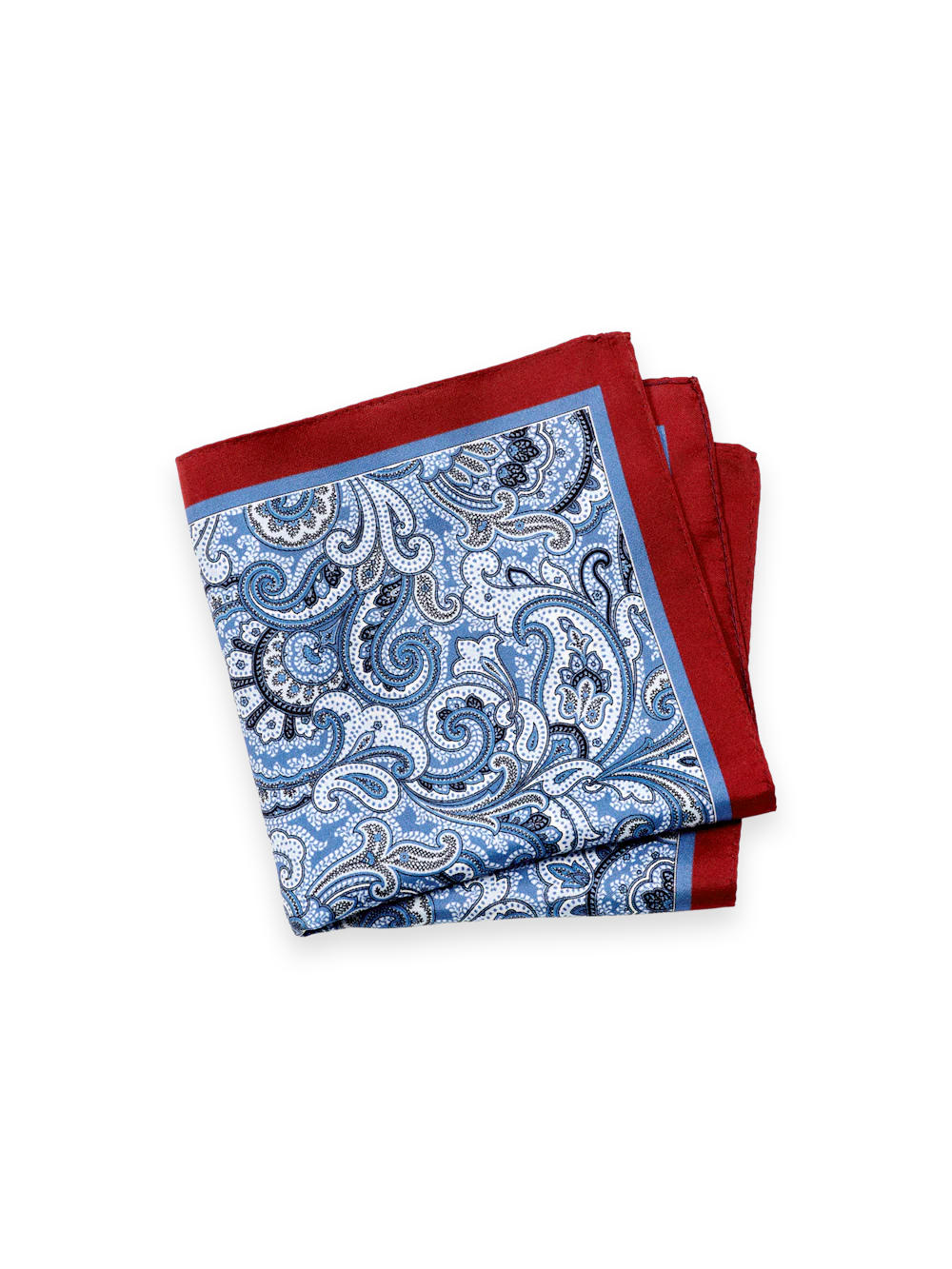 Paisley Silk Pocket Square - Blue/red