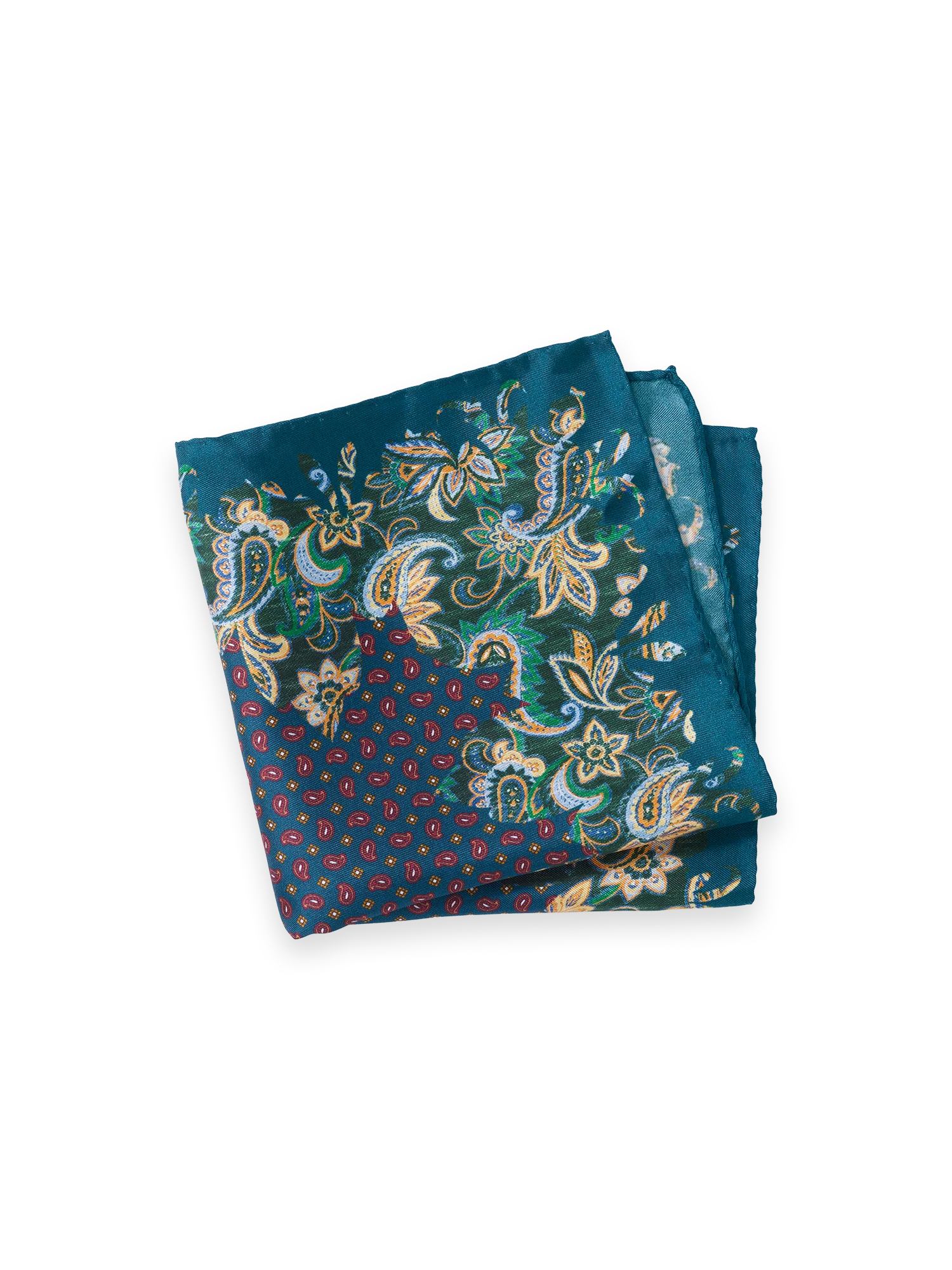 Paisley Silk Pocket Square - Teal