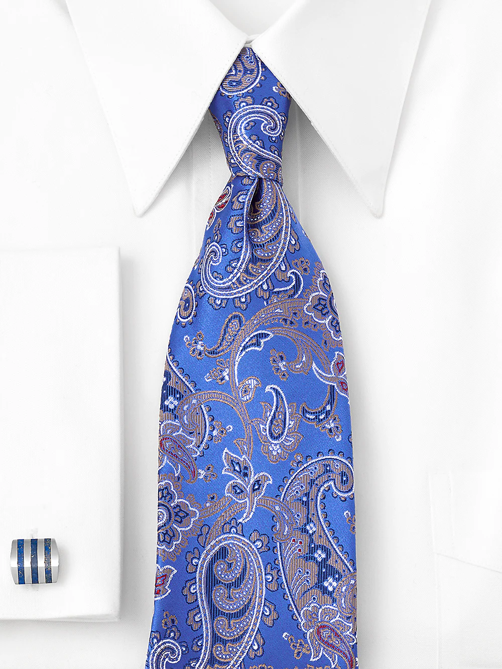 Paisley Woven Silk Tie - Blue - Image 2
