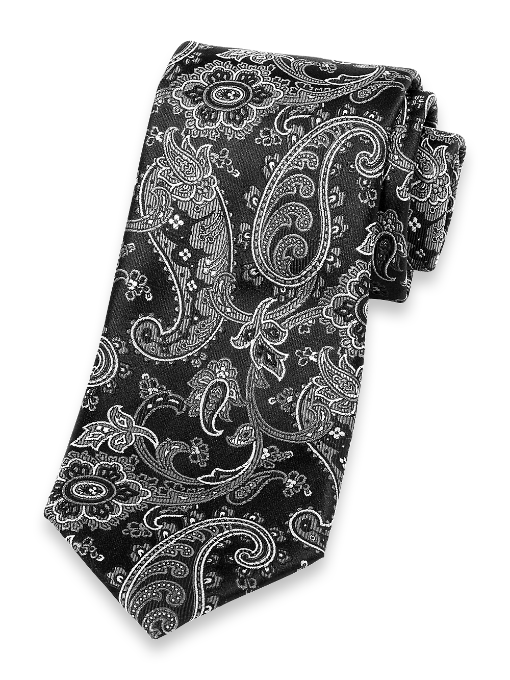 Paisley Woven Silk Tie - Black