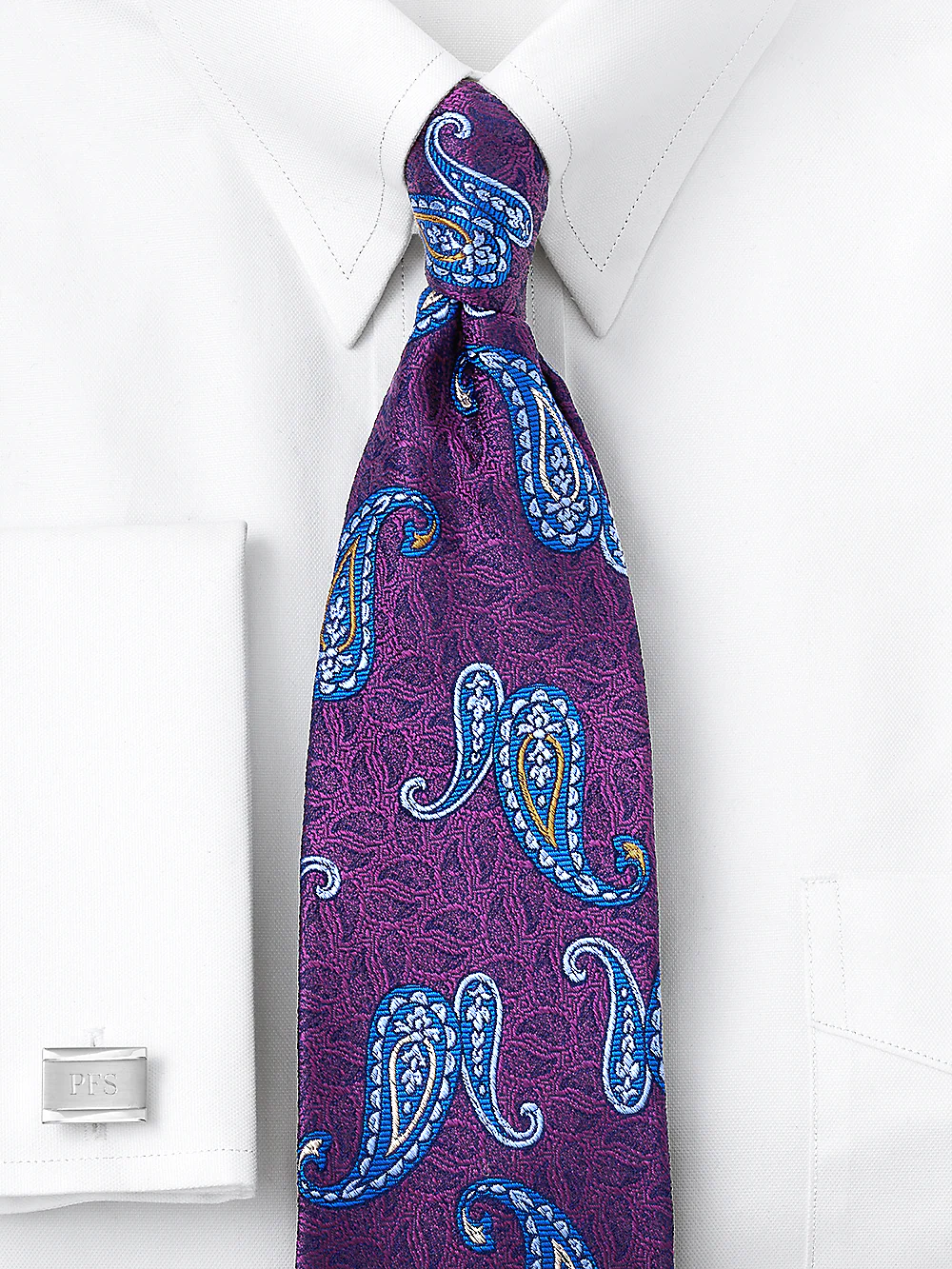 Paisley Woven Silk Tie - Purple - Image 2