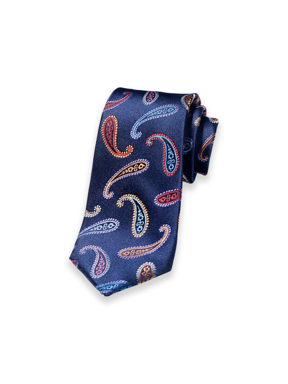Paisley Woven Silk Tie - Navy Multi