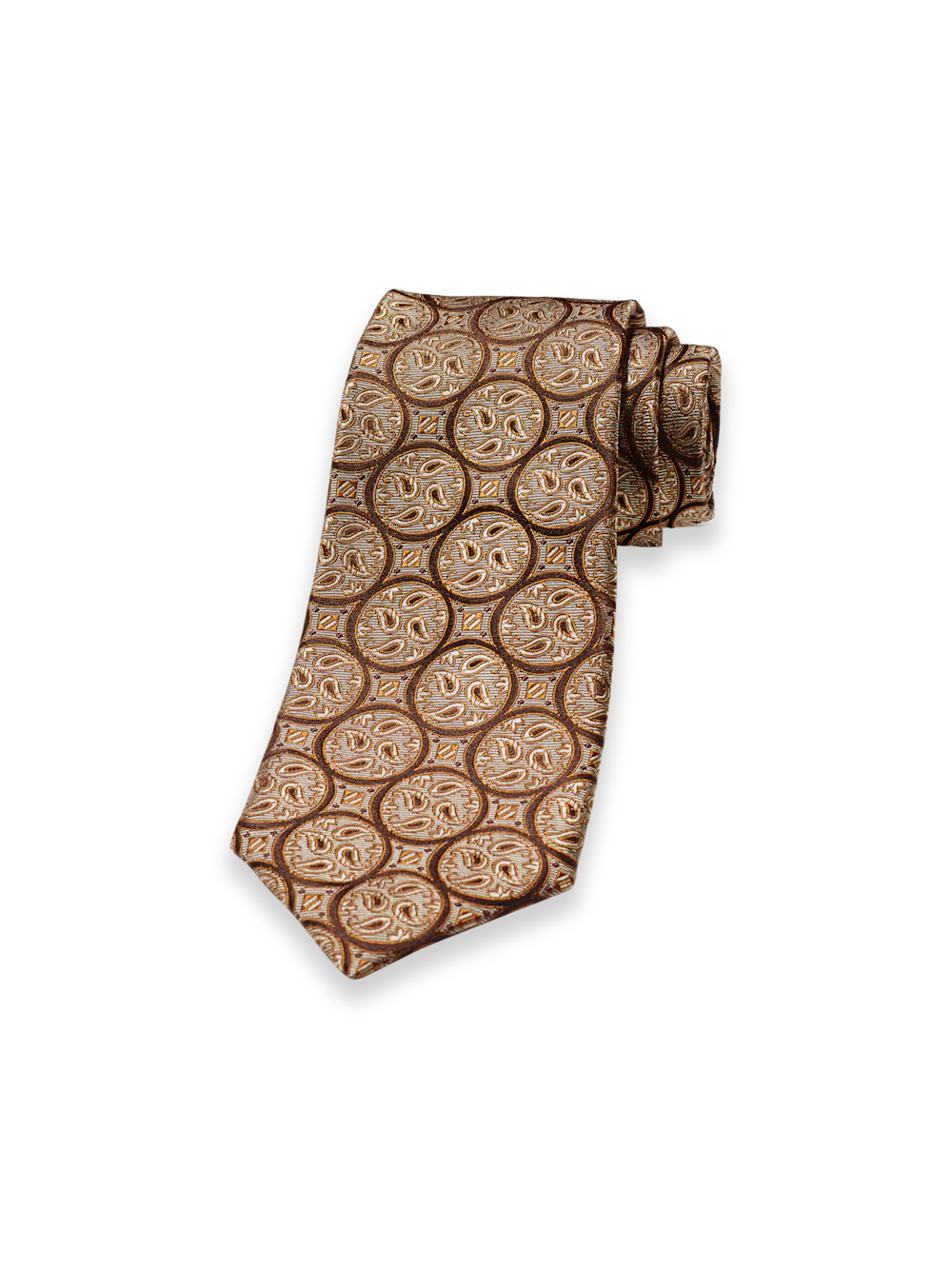 Paisley Woven Silk Tie - Brown