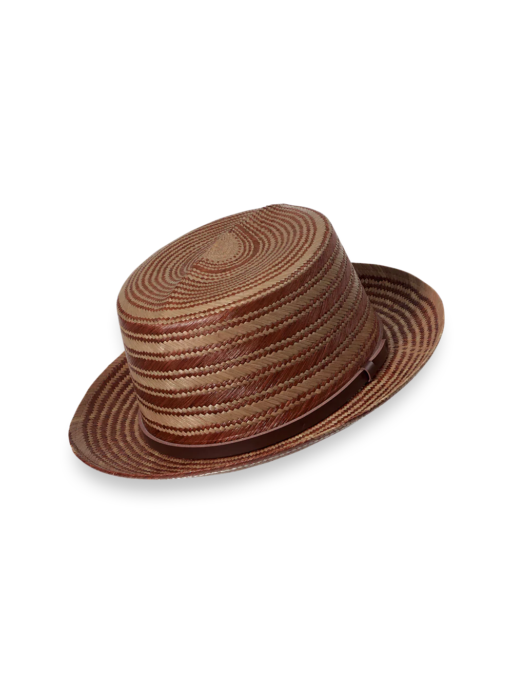 Panama Straw Fedora With Leather Band - Brown Multi