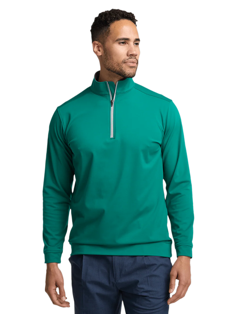 Performance Blend Quarter Zip Mock Neck - Green - Image 2