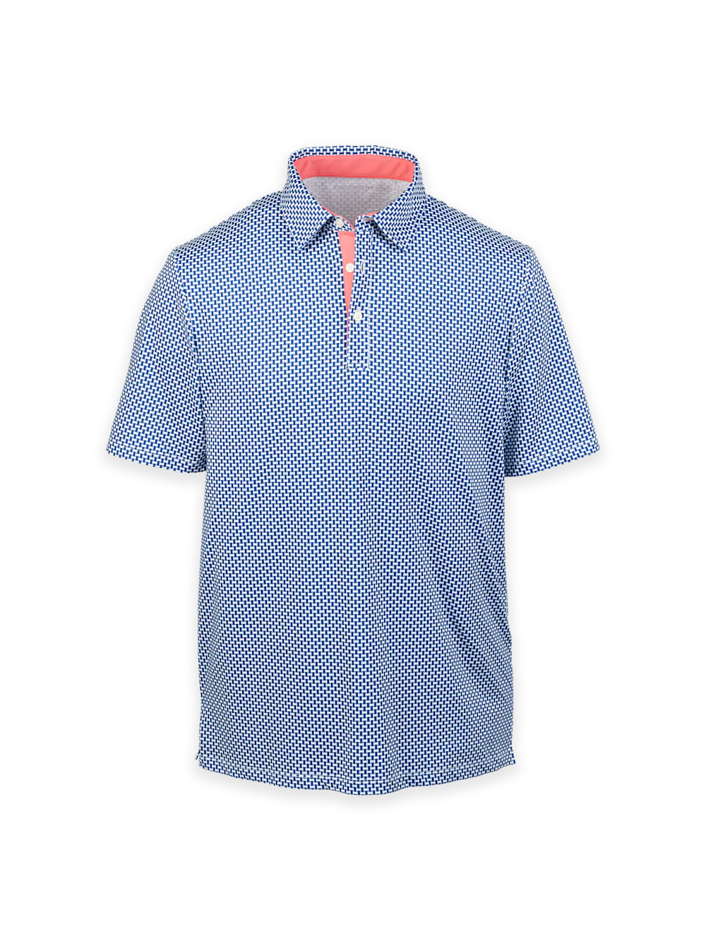 Performance Blend Three Button Patterned Performance Polo - Navy