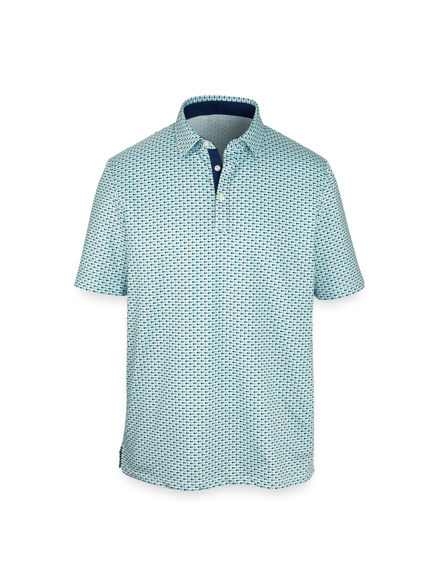 Performance Blend Three Button Polo - Navy/green
