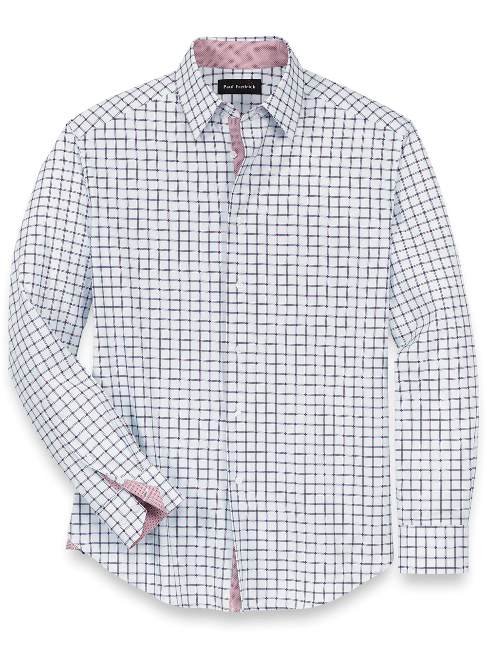 Performance Stretch Check Casual Shirt - Blue/pink