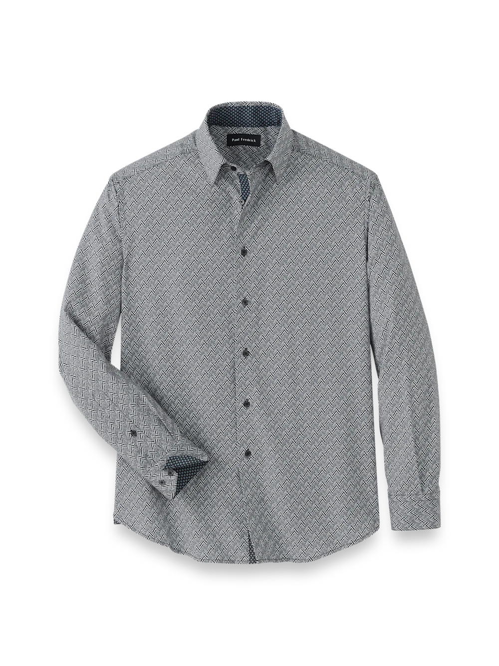 Performance Stretch Chevron Casual Shirt - Black/white