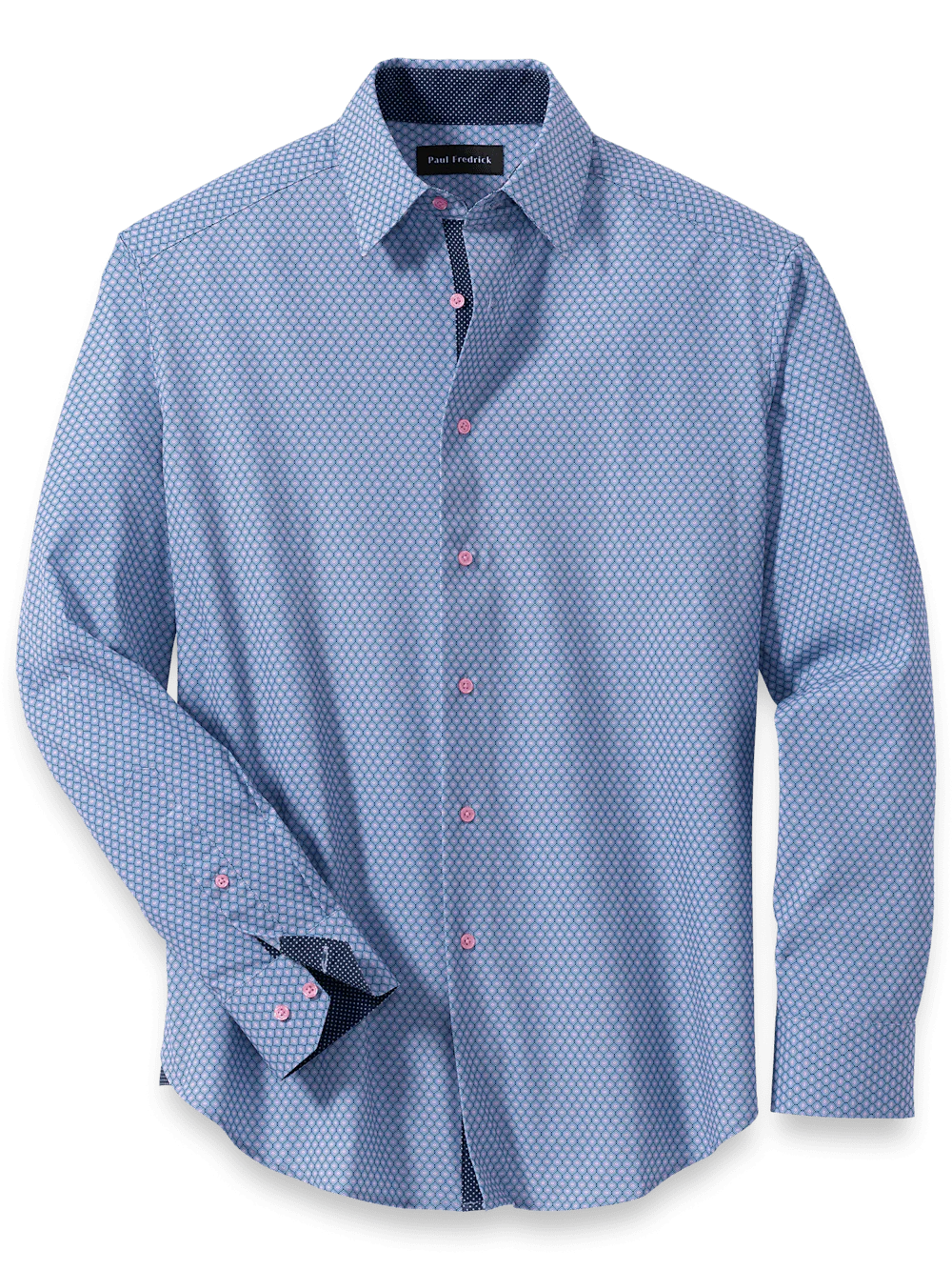 Performance Stretch Geometric Casual Shirt - Blue/pink