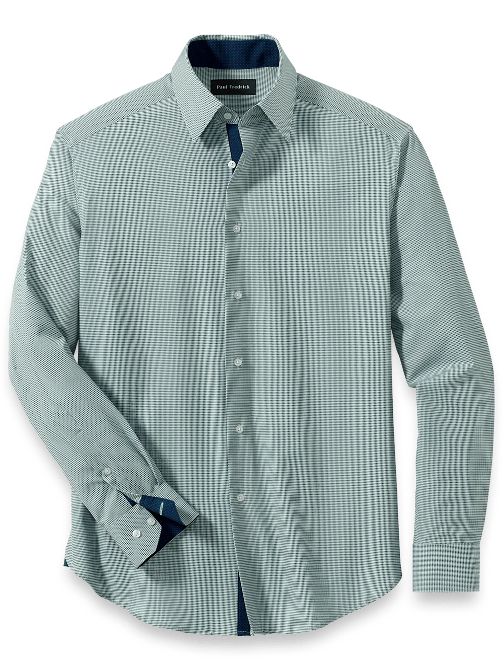 Performance Stretch Houndstooth Casual Shirt - Green