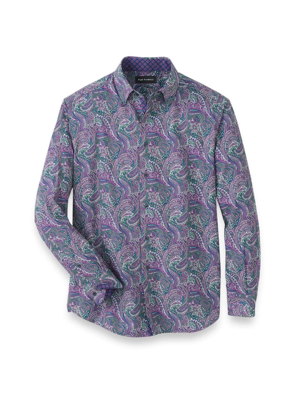 Performance Stretch Paisley Casual Shirt - Purple/olive