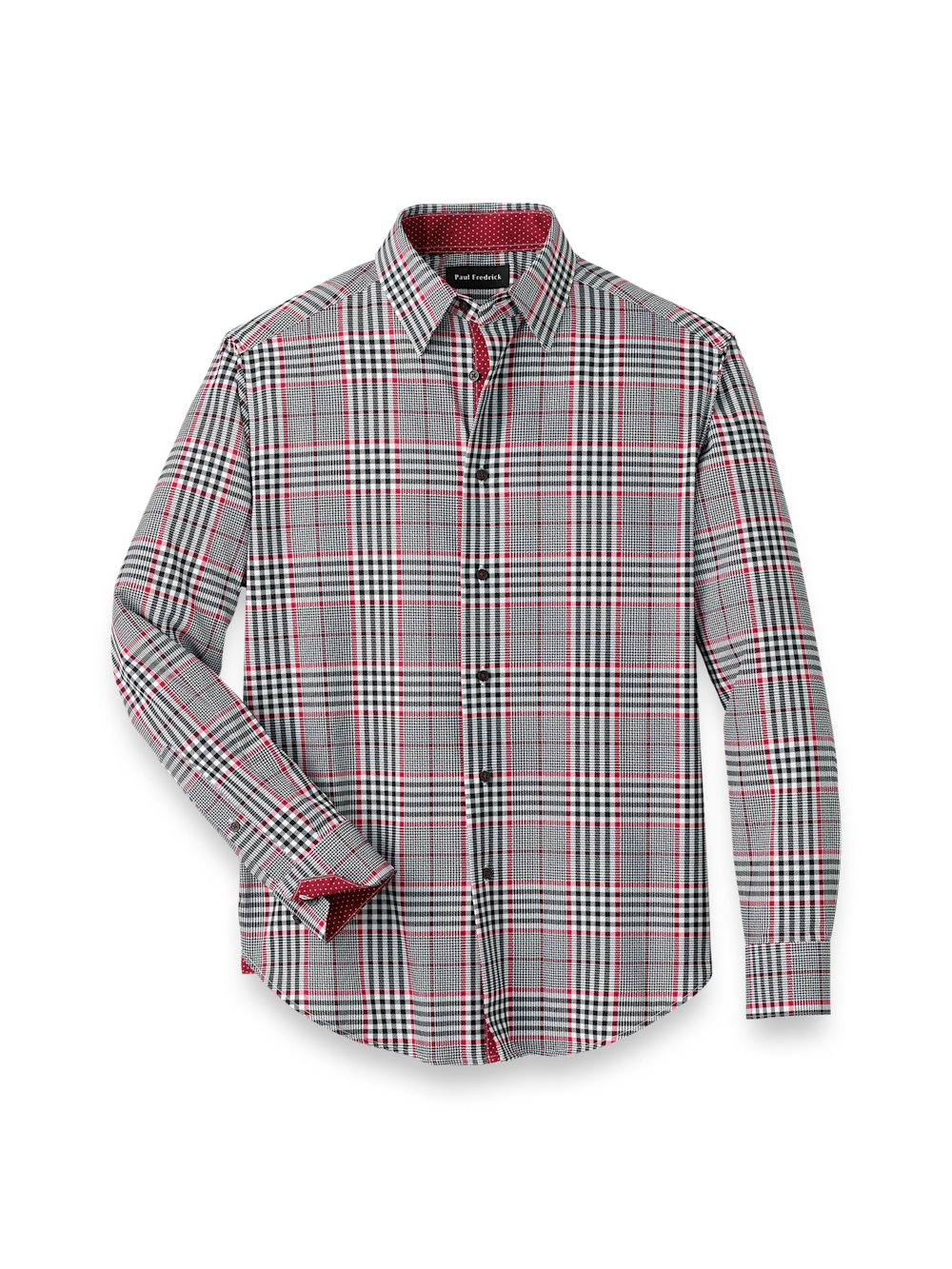 Performance Stretch Plaid Casual Shirt - Black/red