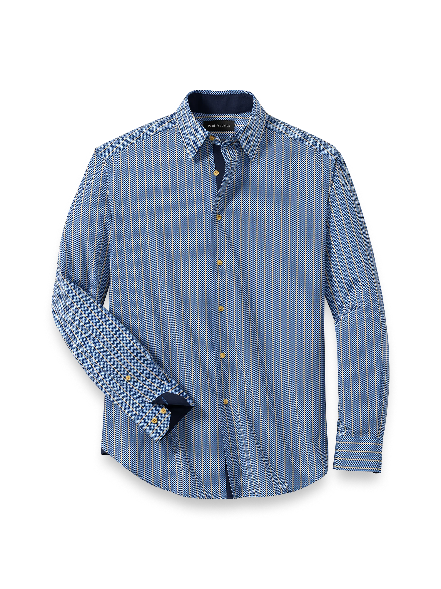 Performance Stretch Stripe Casual Shirt - Blue/yellow