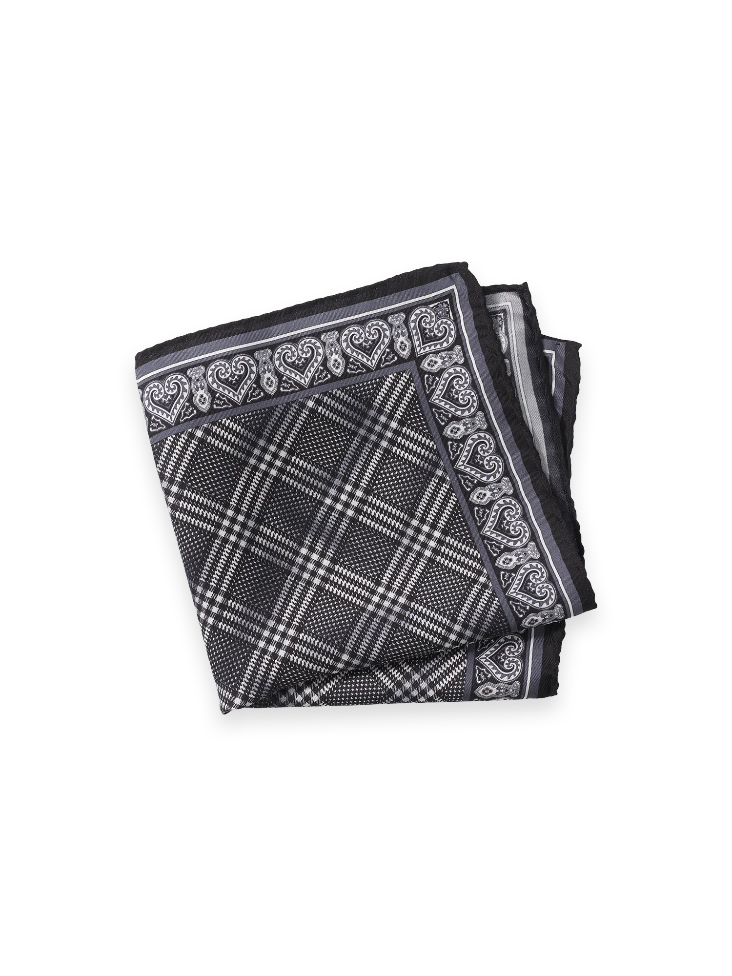 Plaid Silk Pocket Square - Black