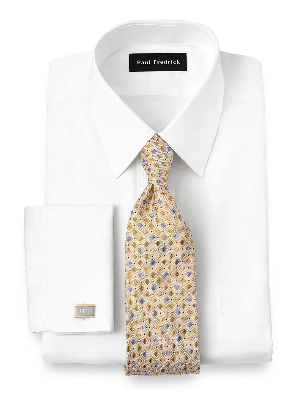 Pure Cotton Broadcloth Solid Color Straight Collar French Cuff Dress Shirt - White - Image 2