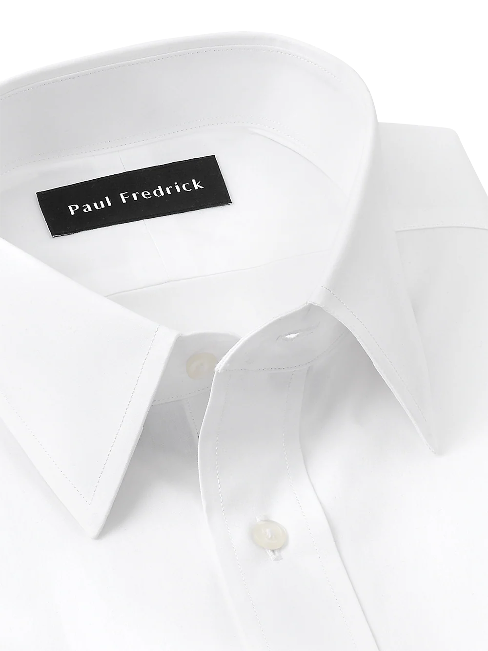 Pure Cotton Broadcloth Solid Color Straight Collar French Cuff Dress Shirt - White - Image 4