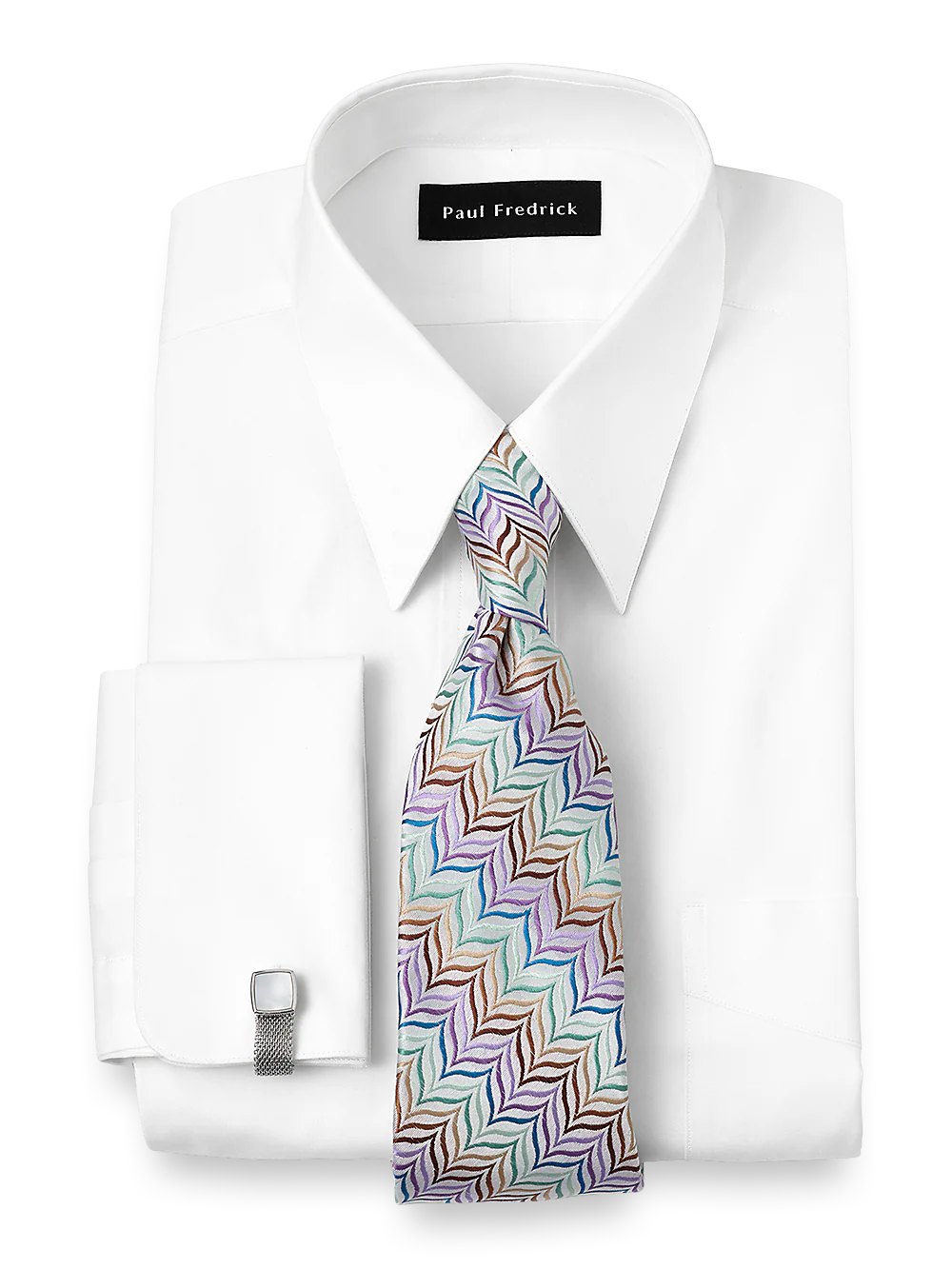 Pure Cotton Pinpoint Edge-stitched Straight Collar Dress Shirt - White - Image 2