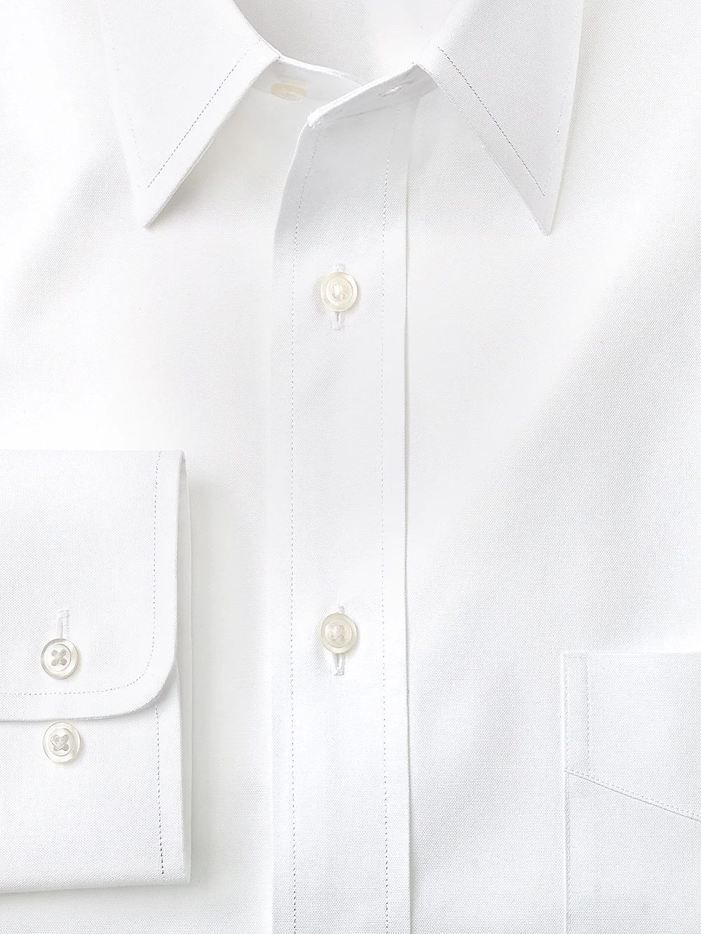 Pure Cotton Pinpoint Solid Color Straight Collar Dress Shirt - Blue Stripe - Image 2