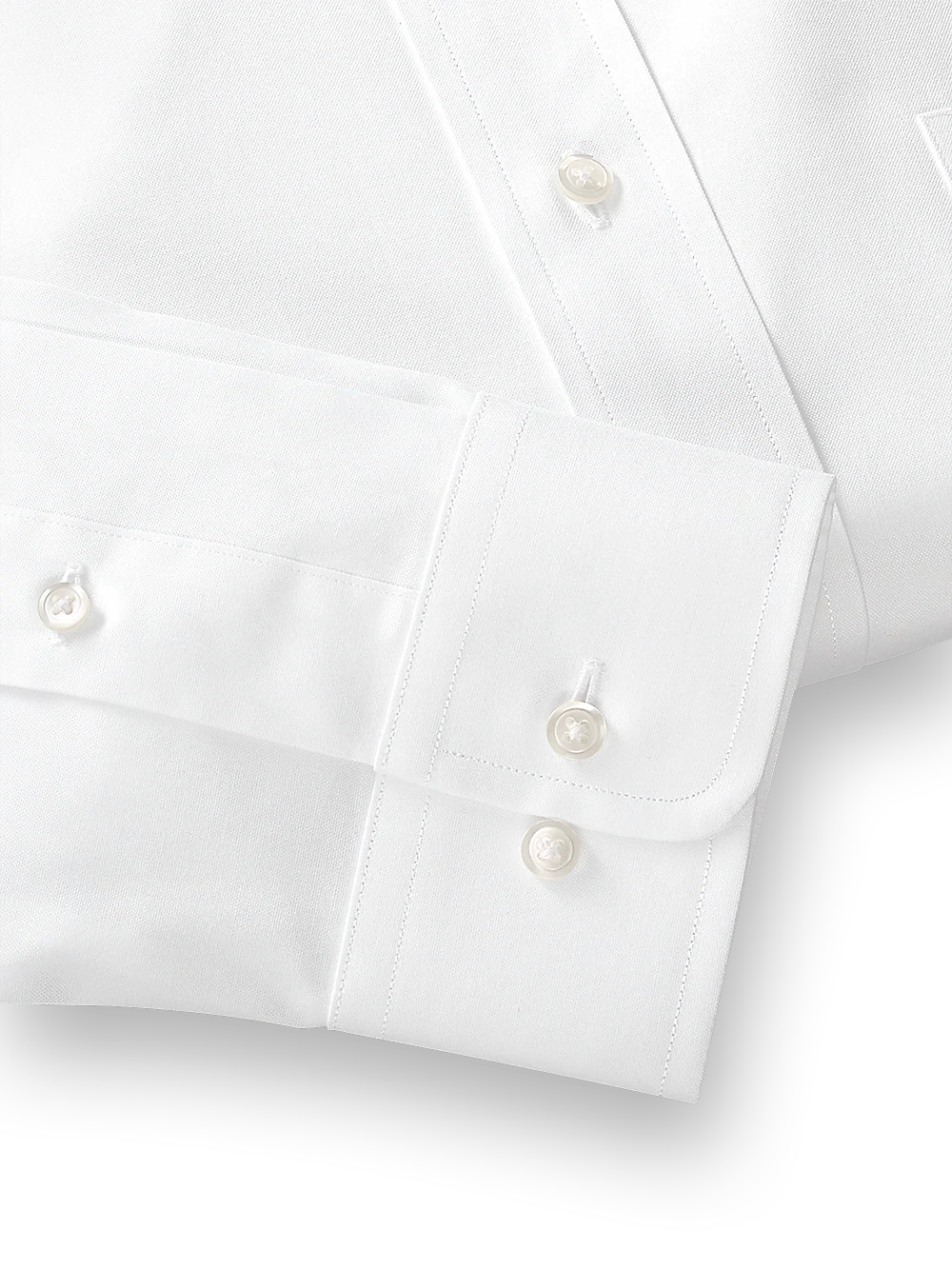 Pure Cotton Pinpoint Solid Color Straight Collar Dress Shirt - White - Image 4