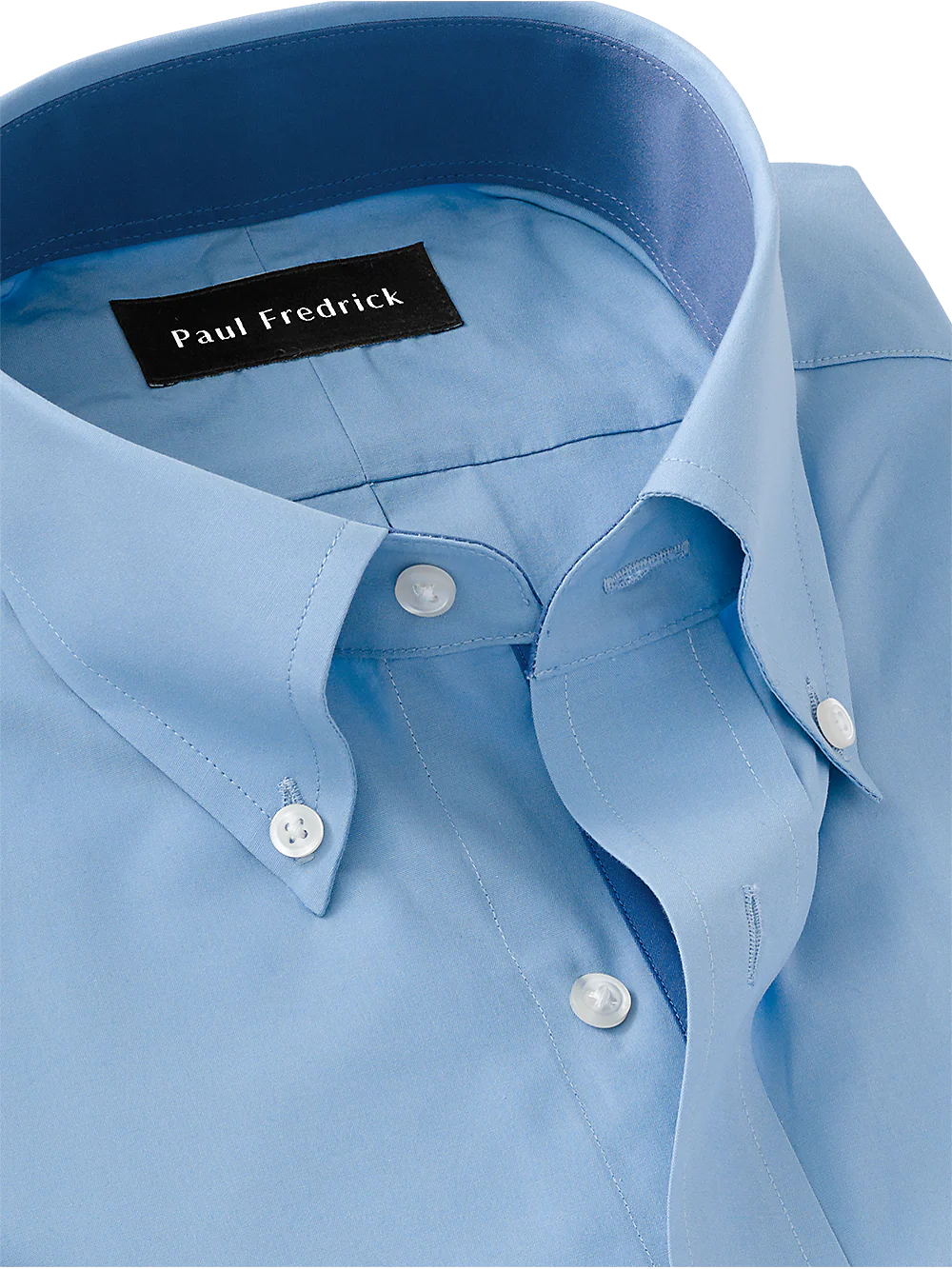 Pure Cotton Solid Dress Shirt With Contrast Trim - Blue - Image 3