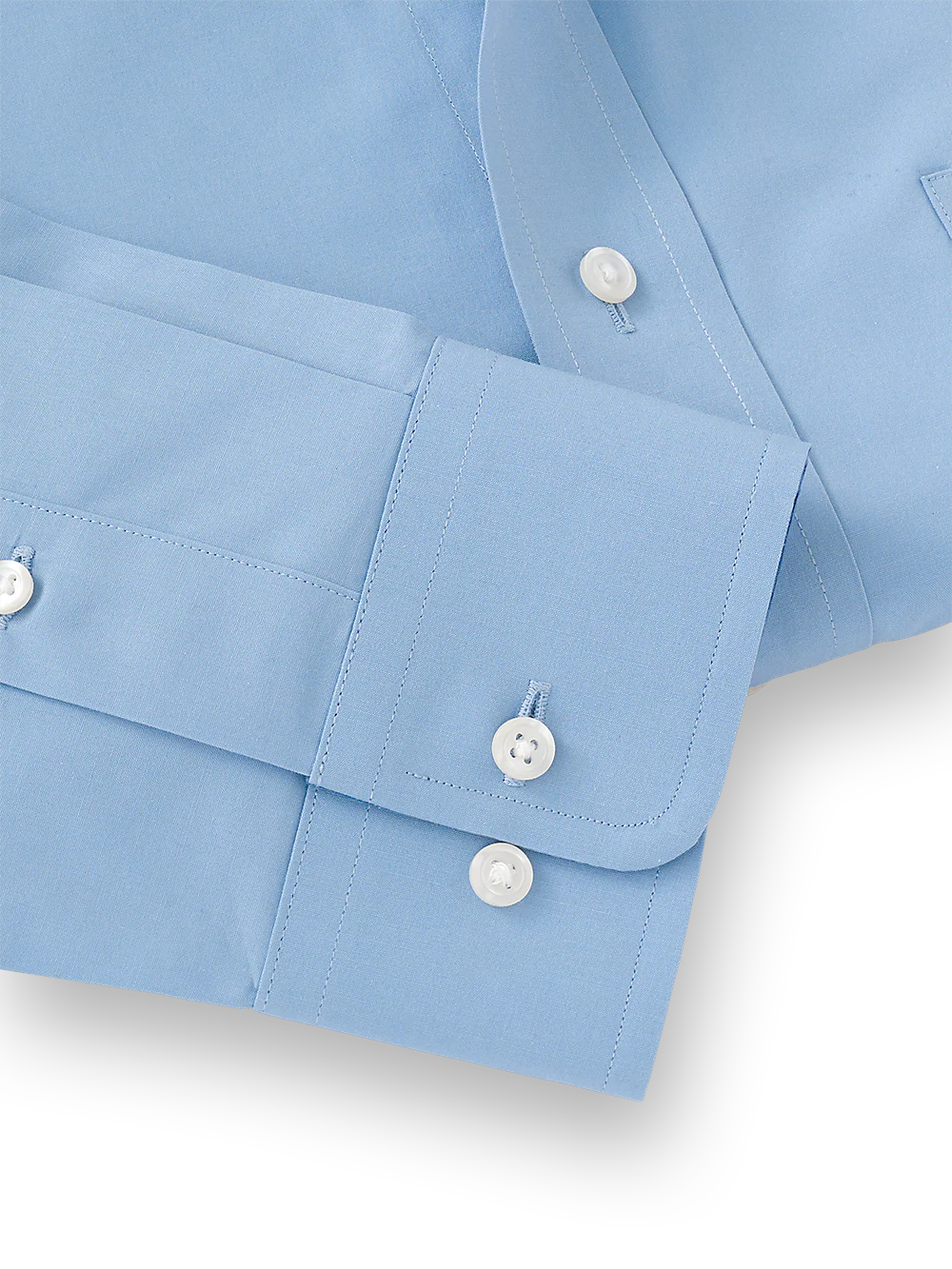 Pure Cotton Solid Dress Shirt With Contrast Trim - Blue - Image 4