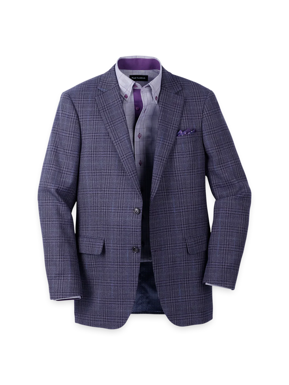 Purple Cotton Blend Single Breasted Notch Lapel Sport Coat - Purple