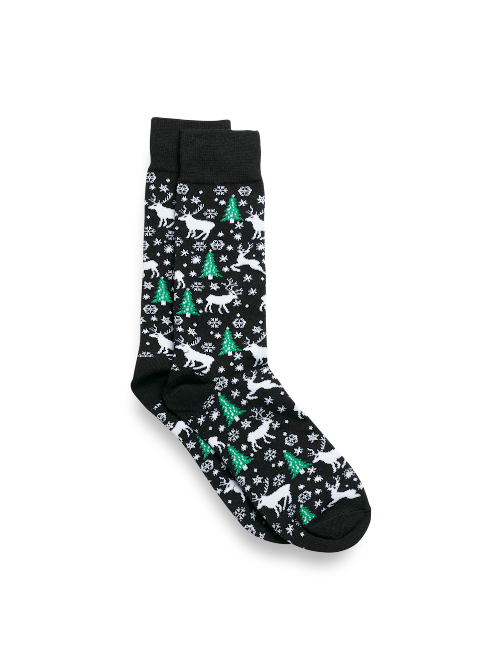 Reindeer Motif Cotton Blend Sock - Black Multi