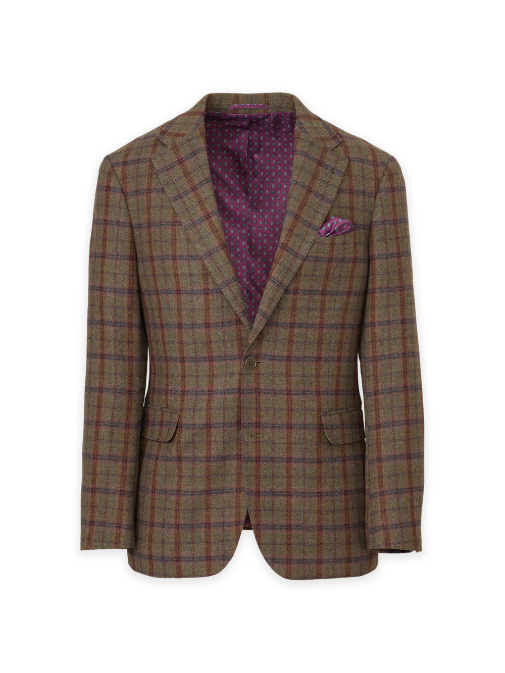 Sage Multi Wool Windowpane Single Breasted Notch Lapel Sport Coat - Sage Multi