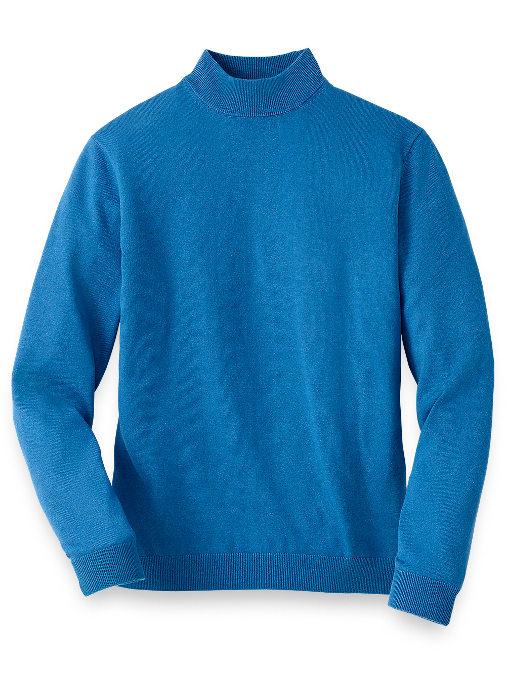 Silk Cotton And Cashmere Mock Neck Sweater - Blue