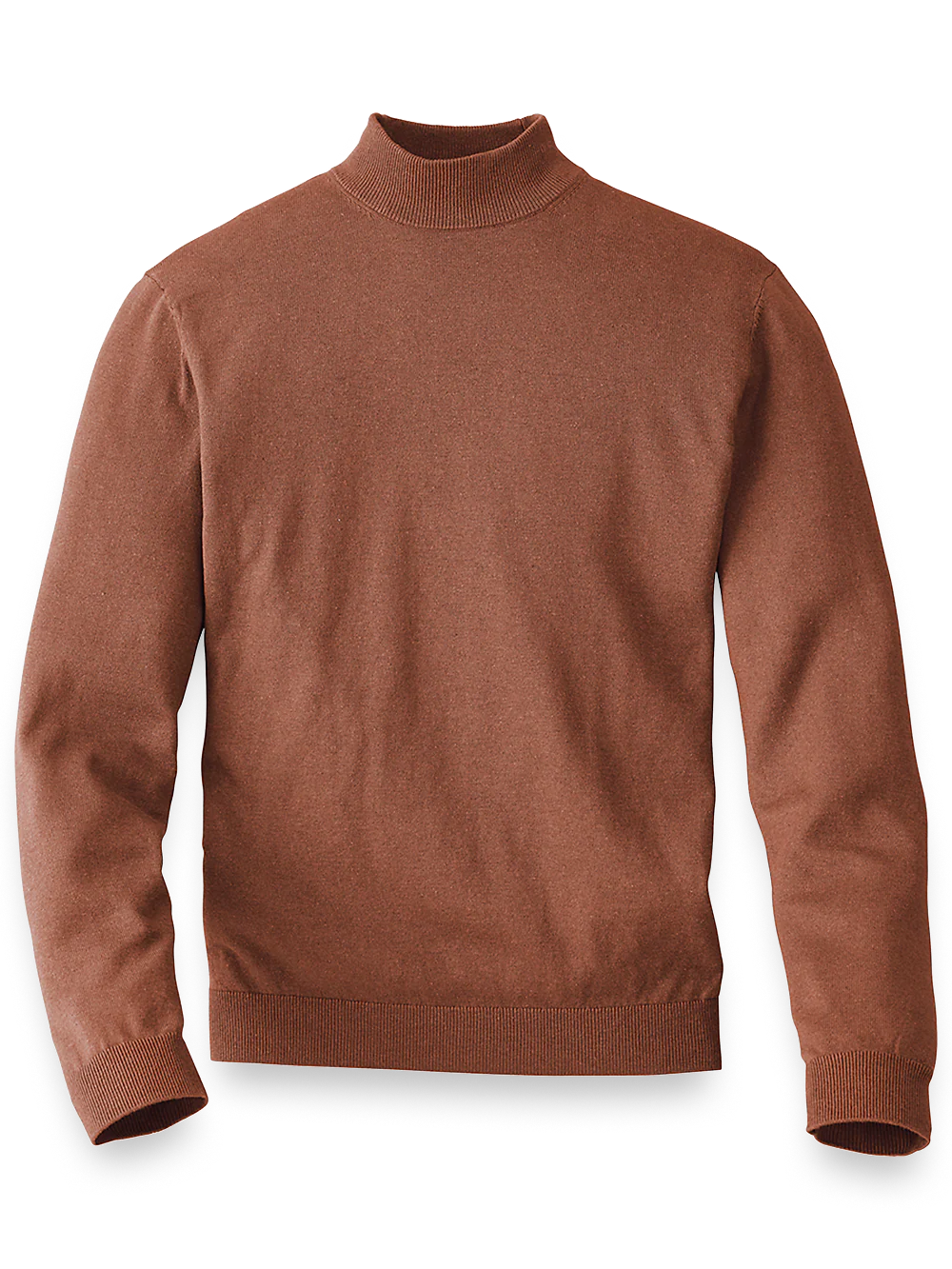 Silk Cotton And Cashmere Mock Neck Sweater - Copper