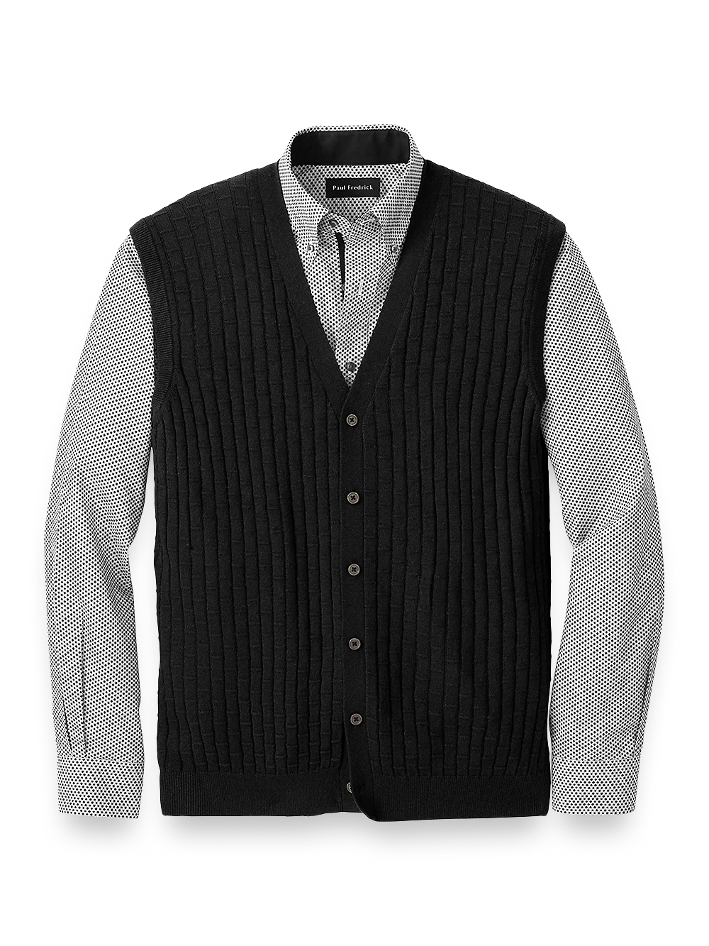 Silk, Cotton & Cashmere Button Front Caridgan Vest - Black