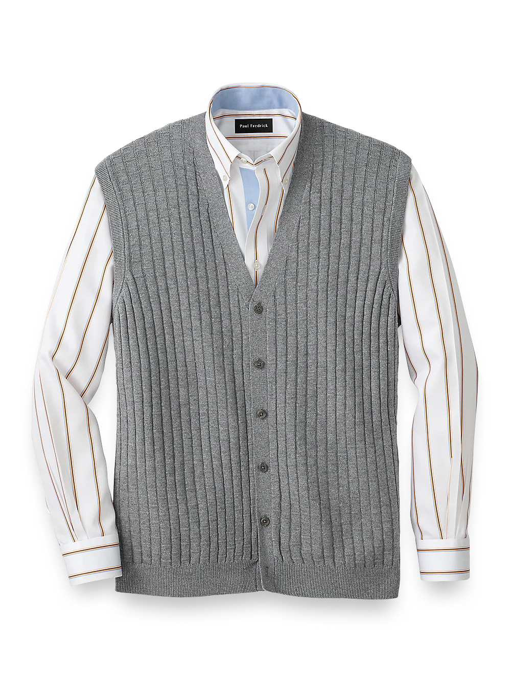 Silk, Cotton & Cashmere Button Front Caridgan Vest - Grey
