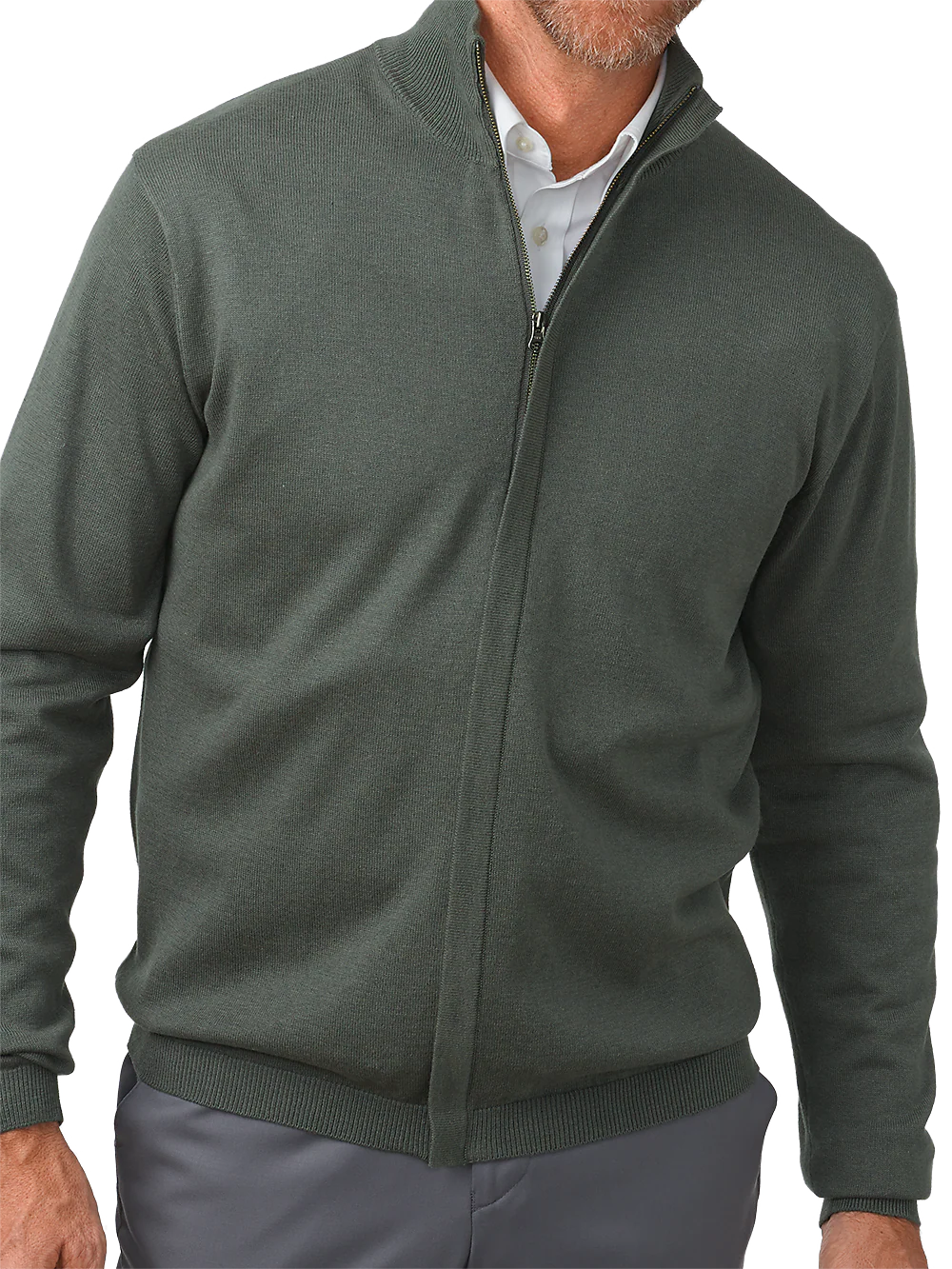 Silk, Cotton & Cashmere Full Zip Sweater - Grey