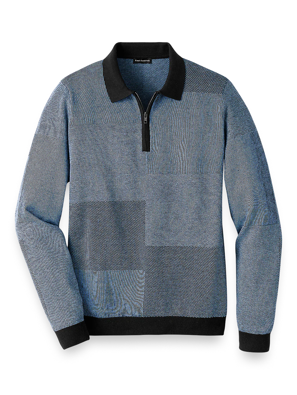 Silk, Cotton & Cashmere Zip Polo - Blue