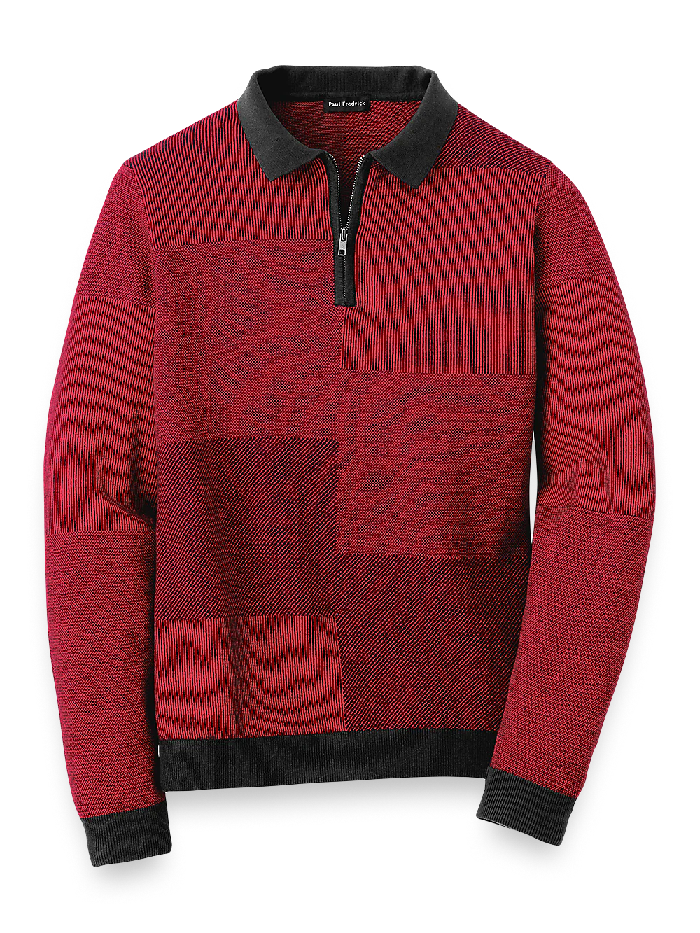 Silk, Cotton & Cashmere Zip Polo - Red
