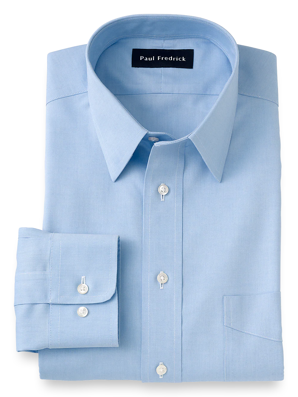 Slim Fit Impeccable Non-Iron Cotton Pinpoint Straight Collar Dress Shirt - Blue
