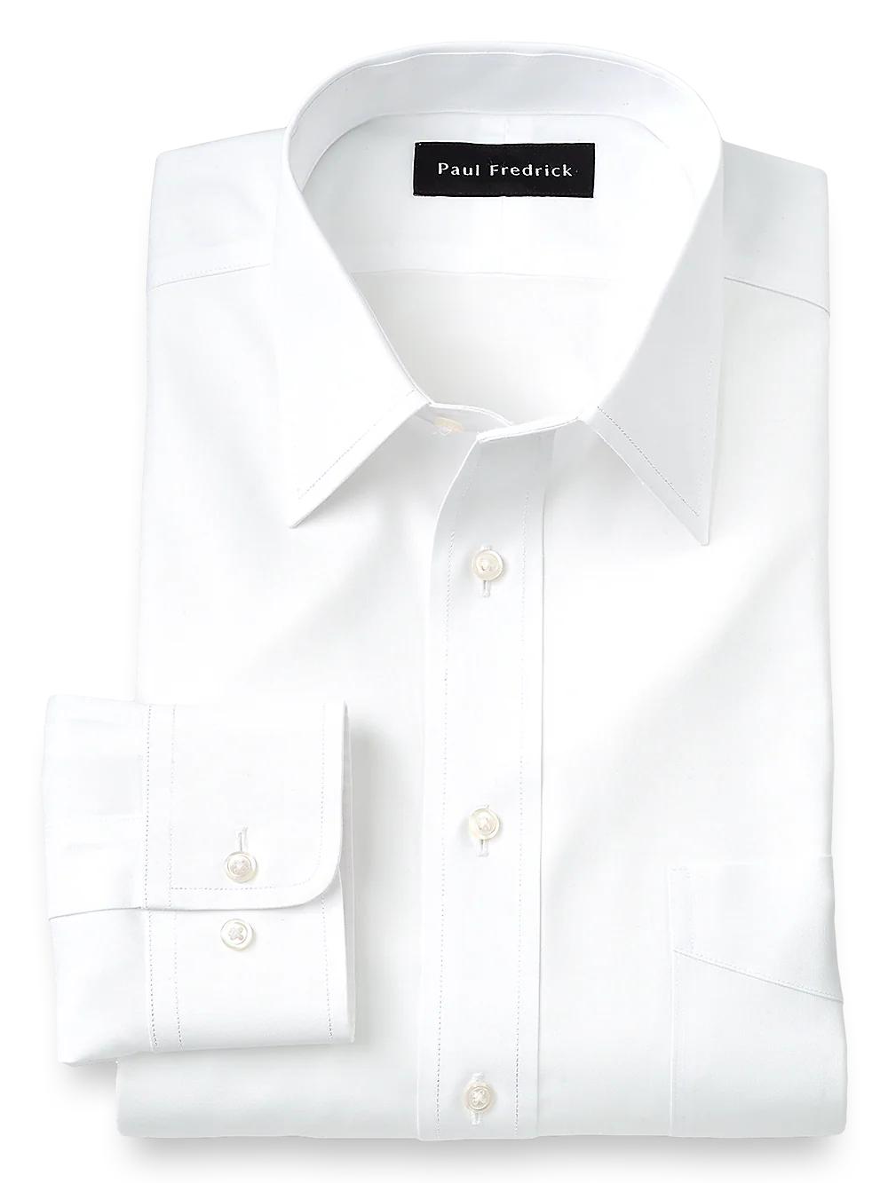 Slim Fit Impeccable Non-Iron Cotton Pinpoint Straight Collar Dress Shirt - White