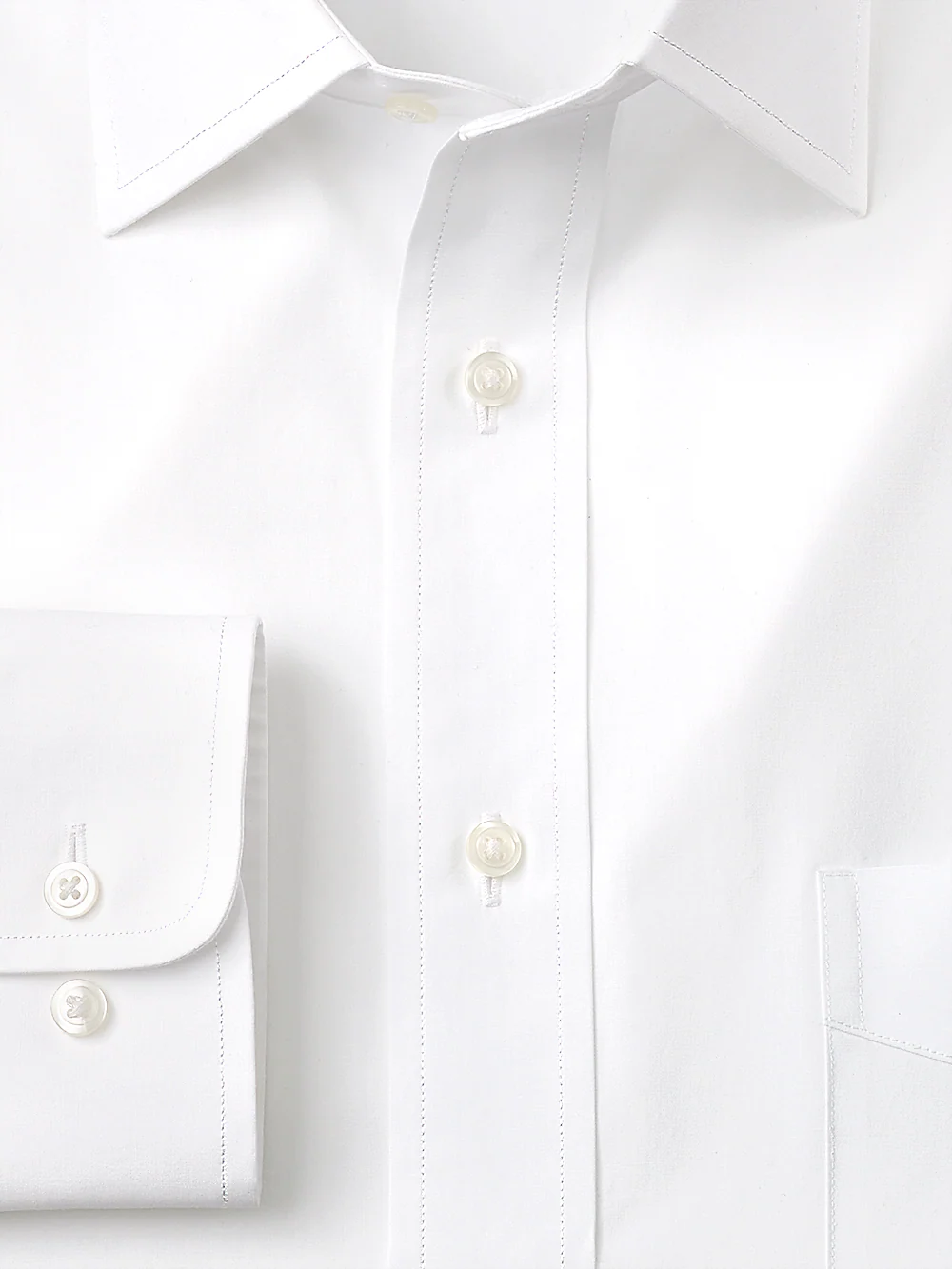 Slim Fit Pure Cotton Broadcloth Solid Color Spread Collar Dress Shirt - Blue - Image 2