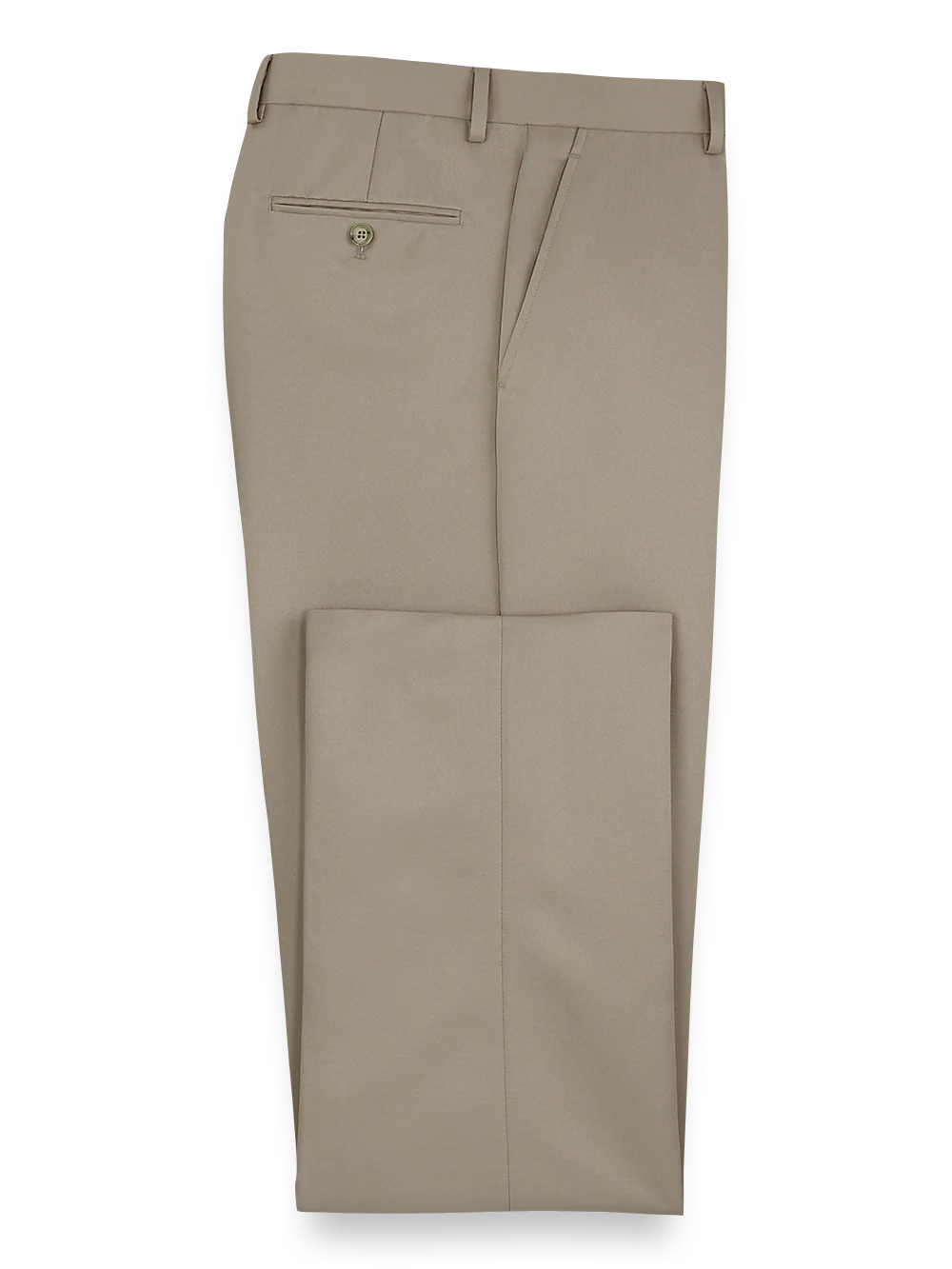 Solid Microfiber Flat Front Pants - Tan