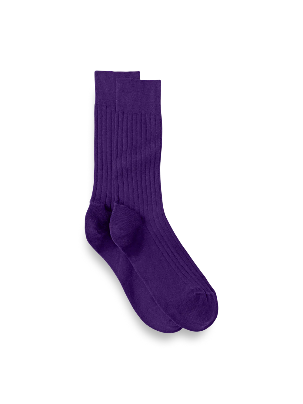 Solid Rib With Contrast Cotton Blend Sock - Purple/tan