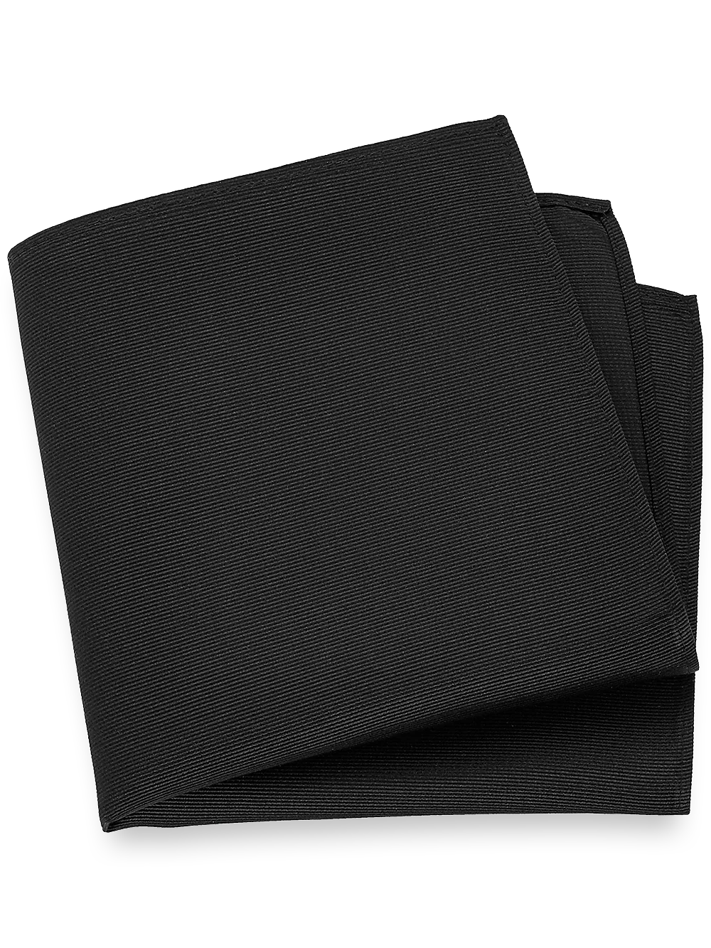 Solid Twill Silk Pocket Square - Black