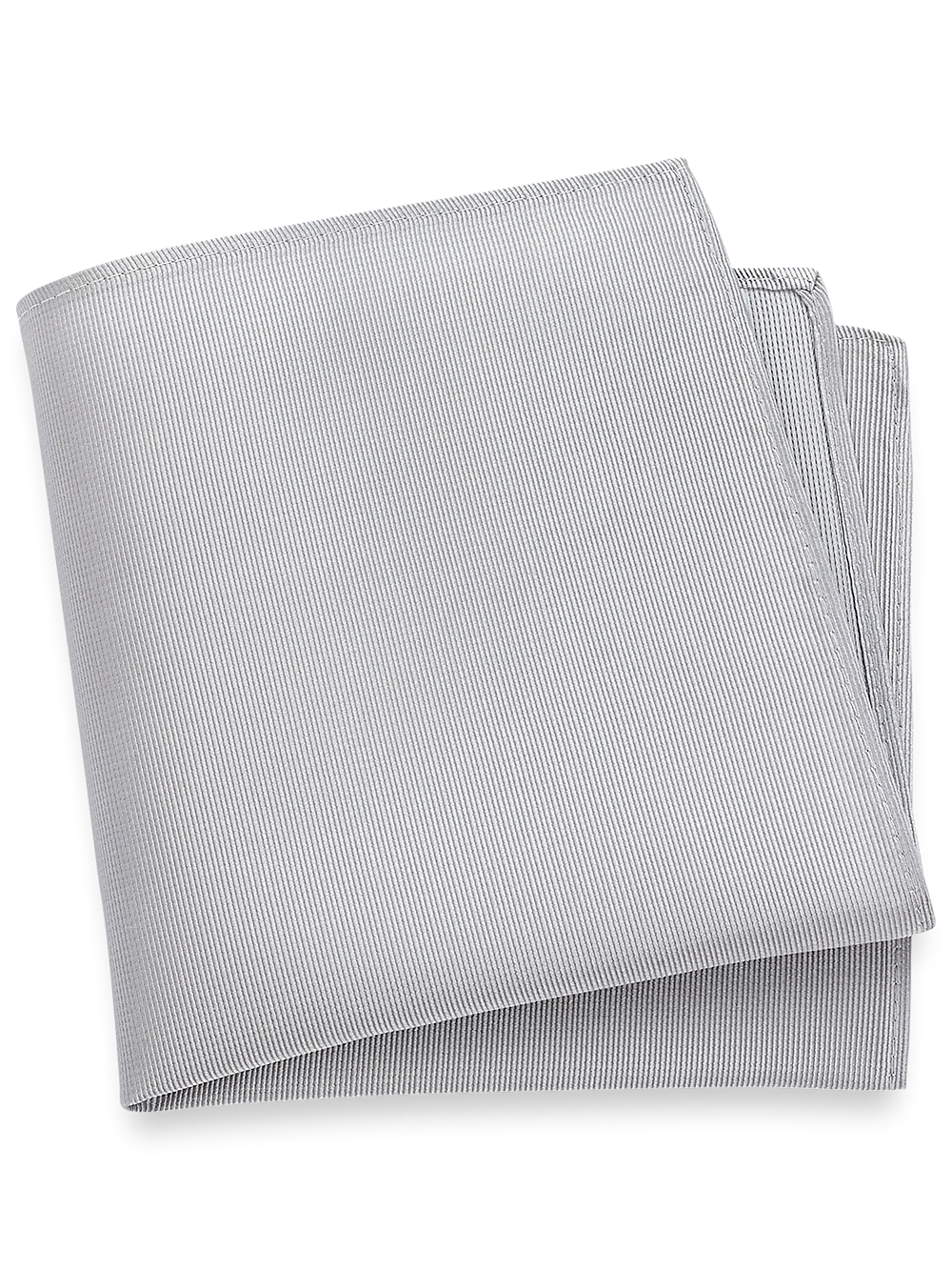Solid Twill Silk Pocket Square - Silver
