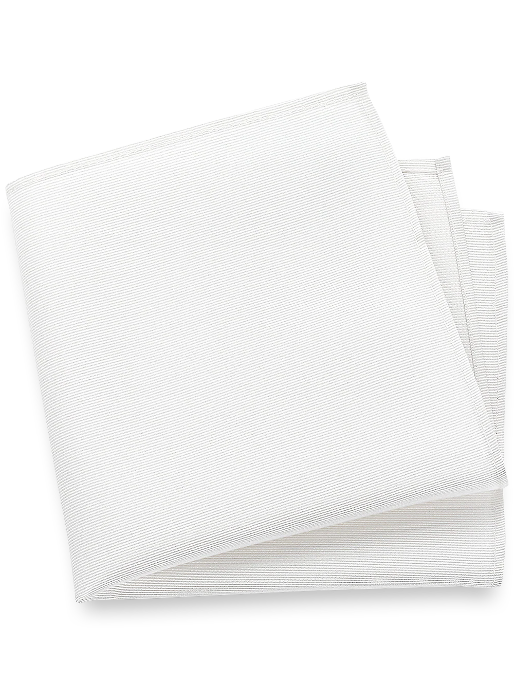 Solid Twill Silk Pocket Square - White