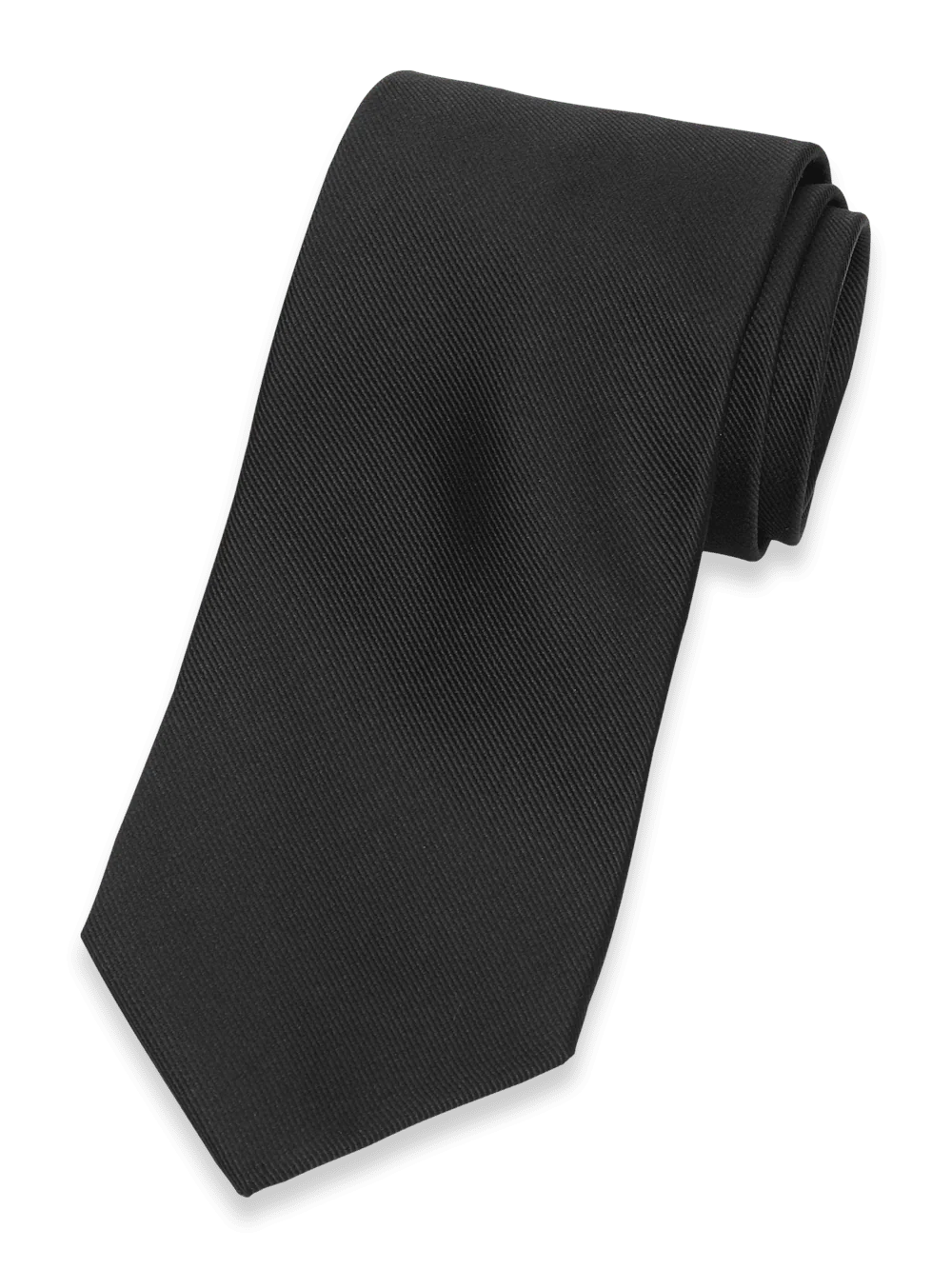 Solid Twill Woven Silk Tie - Black