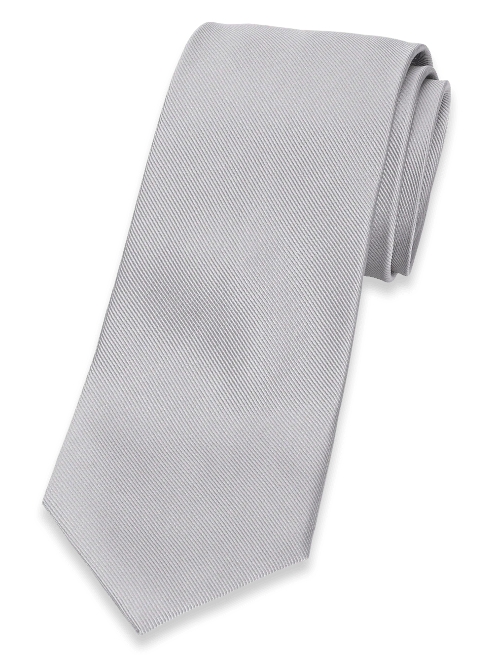Solid Twill Woven Silk Tie - Silver