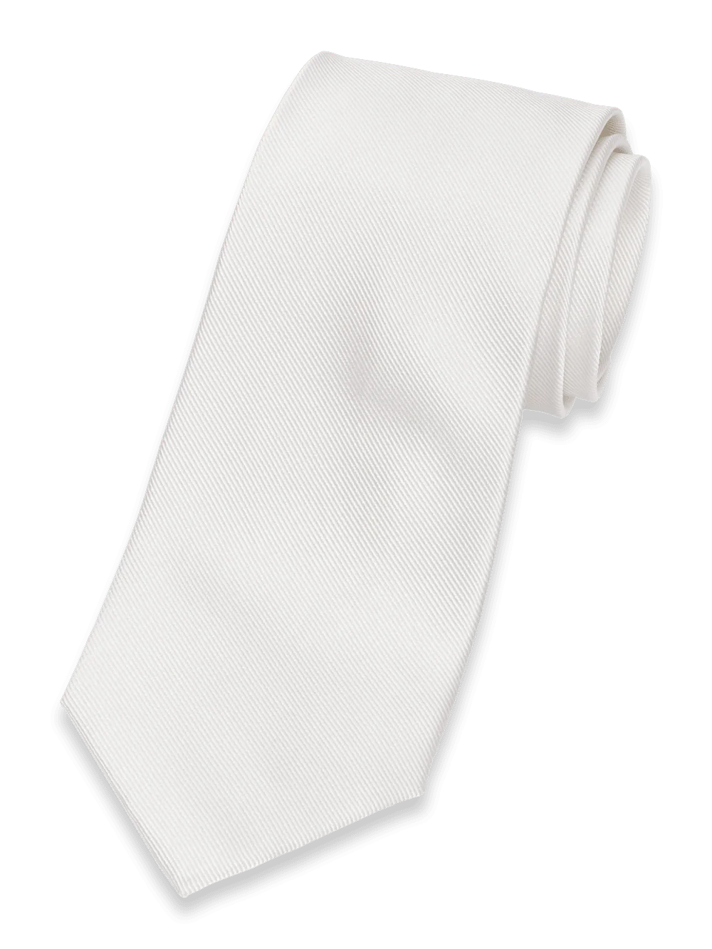 Solid Twill Woven Silk Tie - White