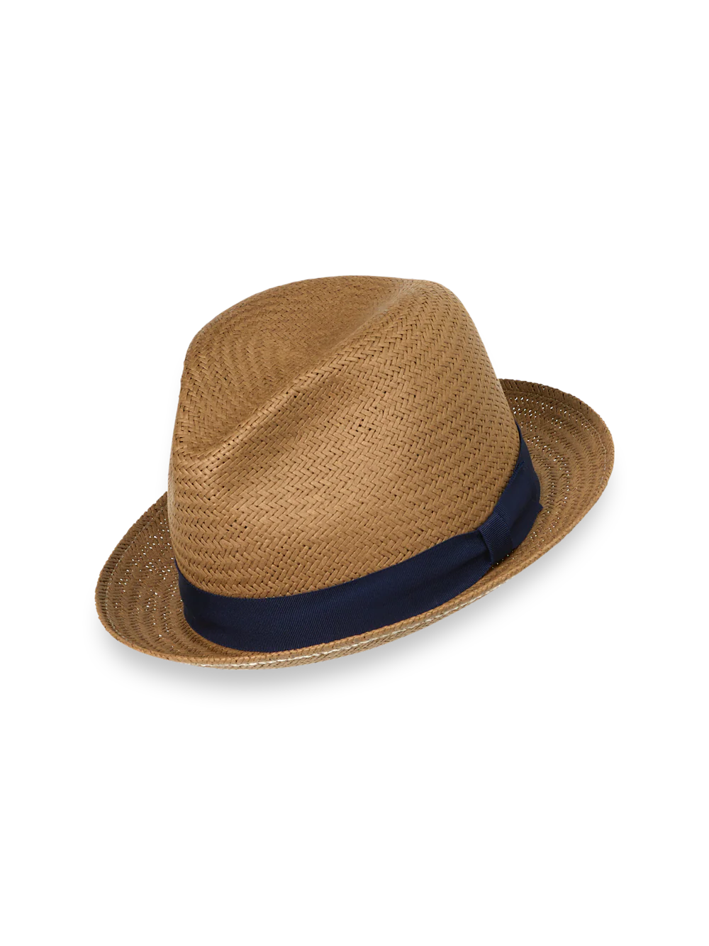 Straw Fedora With Ribbon Band - Tan