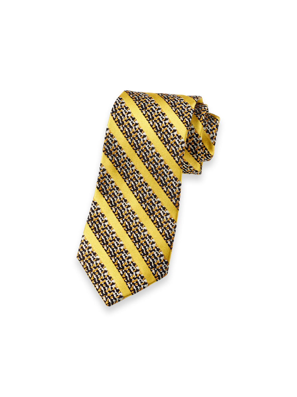 Stripe Lurex Woven Silk Tie - Navy/gold