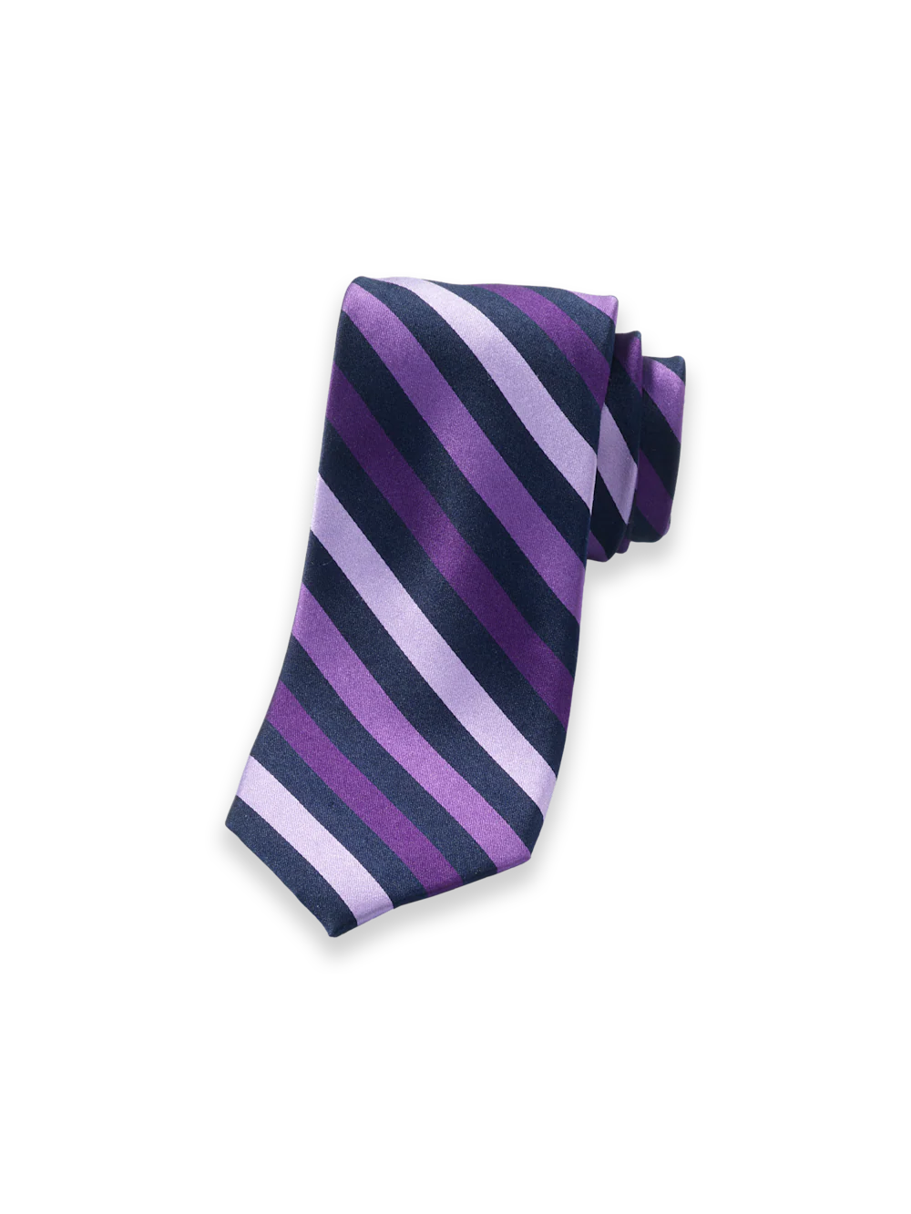 Stripe Woven Silk Tie - Purple/navy